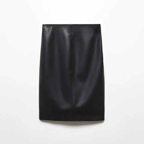 Mango Black leather affect Pencil Skirt NWT - Picture 2 of 6